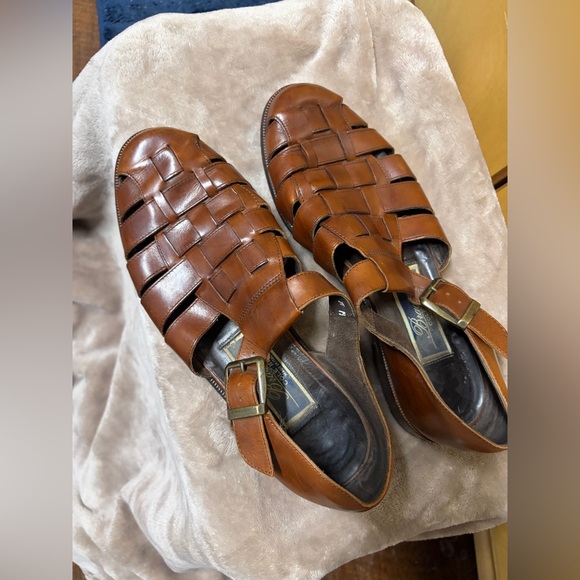 Vintage Cole Haan Bragano Brown Leather Fisherman Sandals Size 7M - Womens 9 - Picture 3 of 10